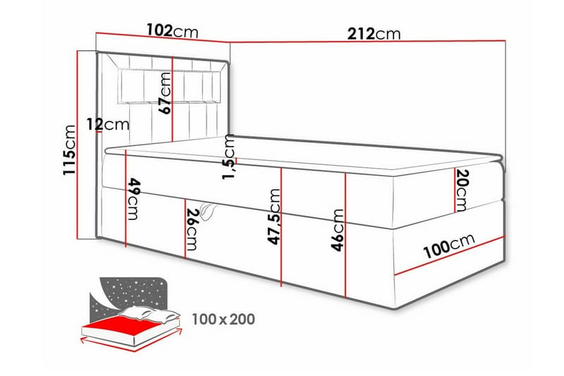 Sängram Boisdale 100x200 cm - Blå/Hvit - Møbler - Senger - Sengeramme & sengestamme