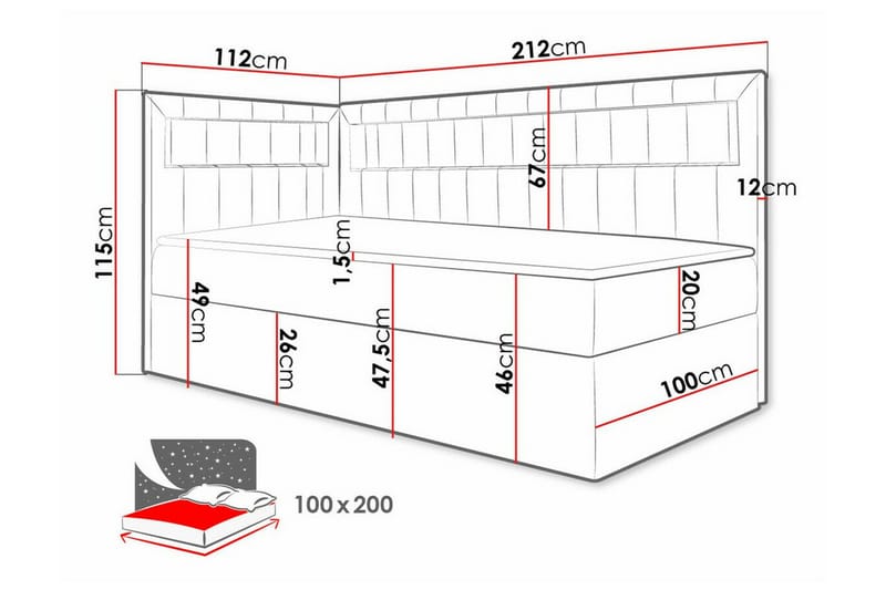 Sängram Boisdale 100x200 cm - Blå/Hvit - Møbler - Senger - Sengeramme & sengestamme