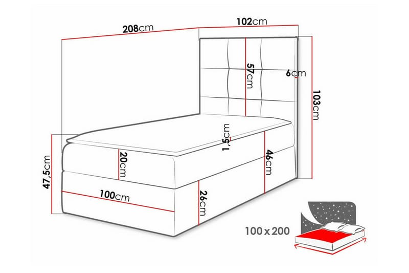 Sängram Boisdale 100x200 cm - Hvit - Møbler - Senger - Sengeramme & sengestamme