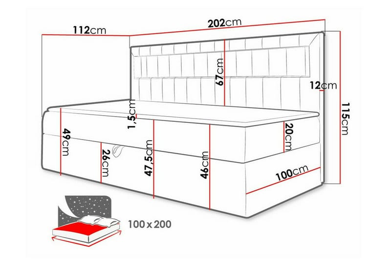 Sängram Boisdale 100x200 cm - Hvit/Grå - Møbler - Senger - Sengeramme & sengestamme