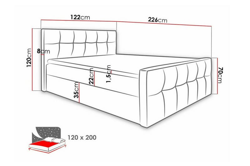 Sängram Boisdale 120x200 cm - Beige - Møbler - Senger - Sengeramme & sengestamme