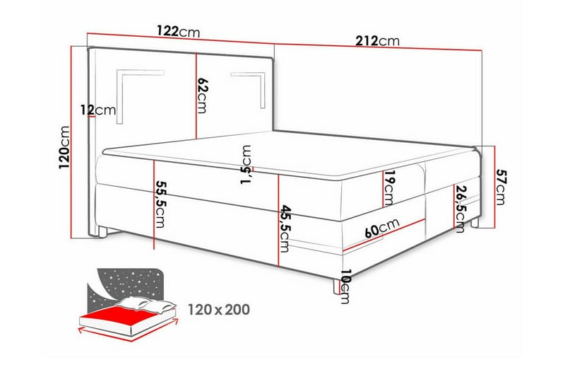 Sängram Boisdale 120x200 cm - Beige - Møbler - Senger - Sengeramme & sengestamme