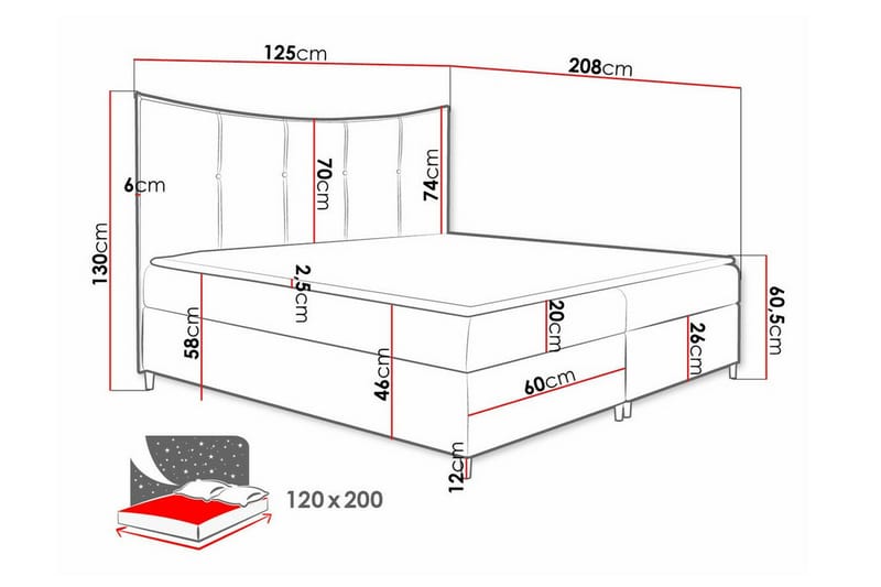 Sängram Boisdale 120x200 cm - Grå - Møbler - Senger - Sengeramme & sengestamme