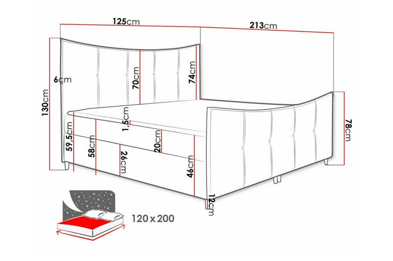 Sängram Boisdale 120x200 cm - Grå - Møbler - Senger - Sengeramme & sengestamme