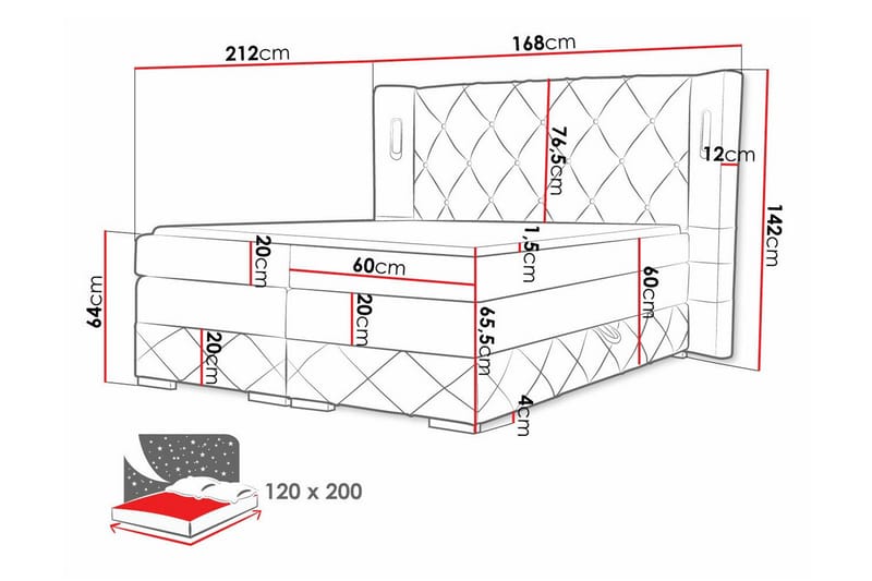 Sängram Boisdale 120x200 cm - Gul - Møbler - Senger - Sengeramme & sengestamme