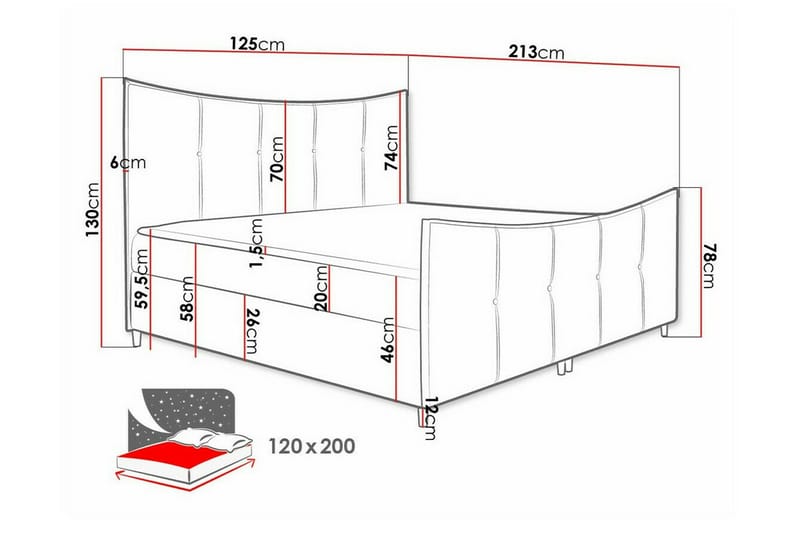 Sängram Boisdale 120x200 cm - Lysegrå/Mørkegrå - Møbler - Senger - Sengeramme & sengestamme