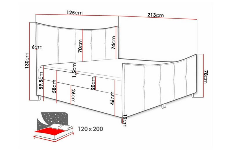 Sängram Boisdale 120x200 cm - Mørkegrå - Møbler - Senger - Sengeramme & sengestamme