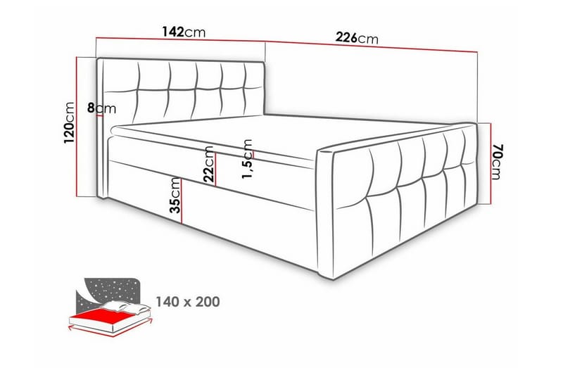 Sängram Boisdale 140x200 cm - Beige - Møbler - Senger - Sengeramme & sengestamme