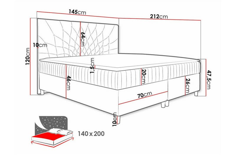 Sängram Boisdale 140x200 cm - Gul - Møbler - Senger - Sengeramme & sengestamme