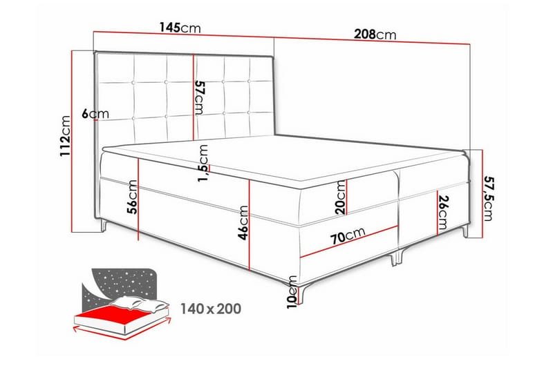 Sängram Boisdale 140x200 cm - Gul - Møbler - Senger - Sengeramme & sengestamme