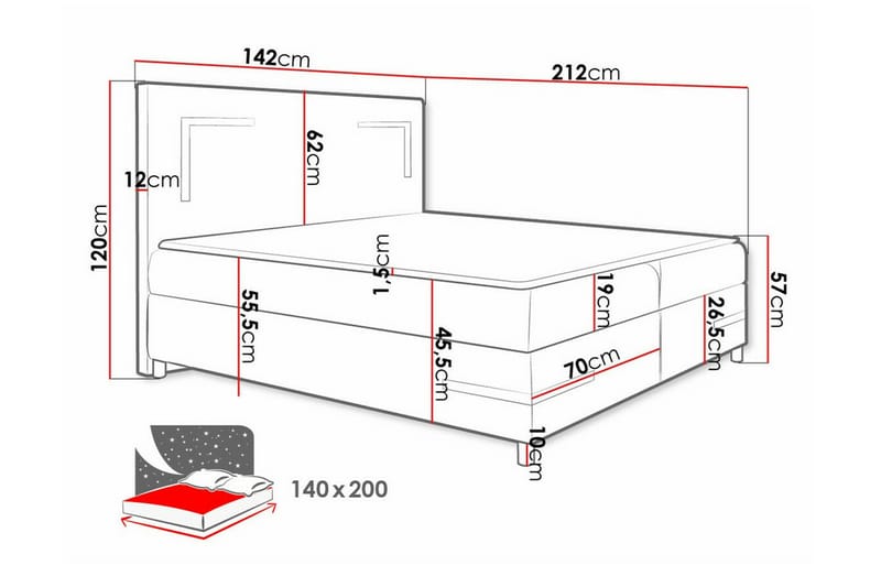 Sängram Boisdale 140x200 cm - Gul - Møbler - Senger - Sengeramme & sengestamme