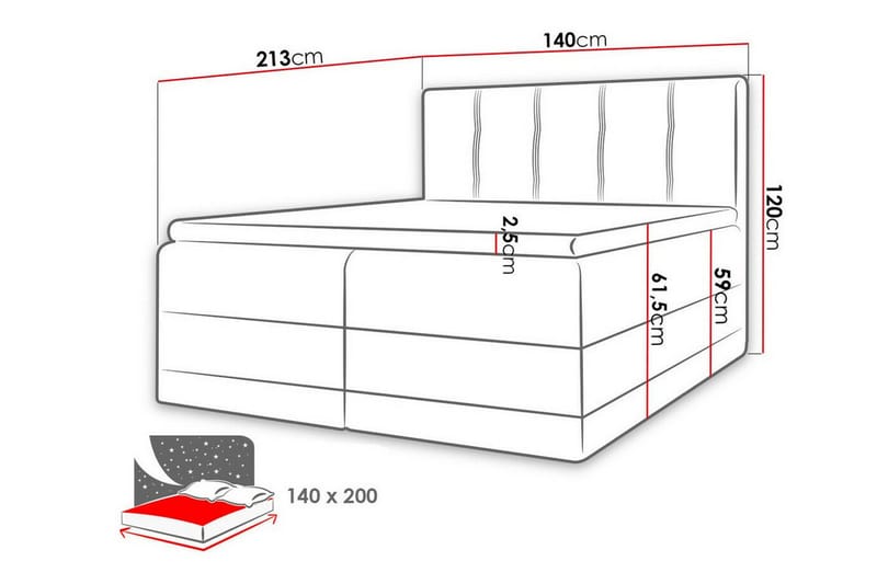 Sängram Boisdale 140x200 cm - Hvit - Møbler - Senger - Sengeramme & sengestamme