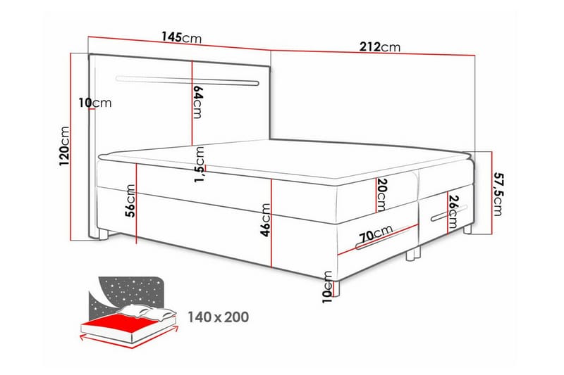 Sängram Boisdale 140x200 cm - Hvit - Møbler - Senger - Sengeramme & sengestamme