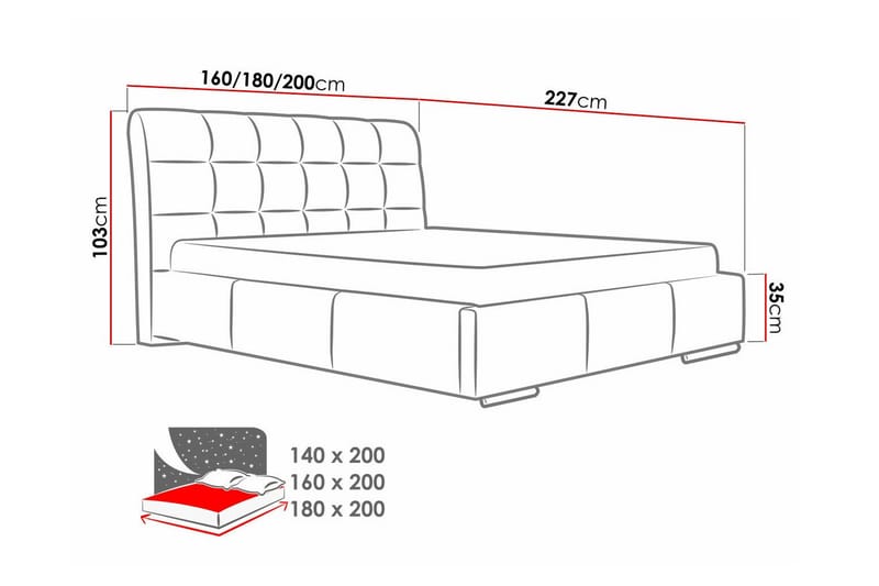 Sängram Boisdale 140x200 cm - Svart - Møbler - Senger - Sengeramme & sengestamme