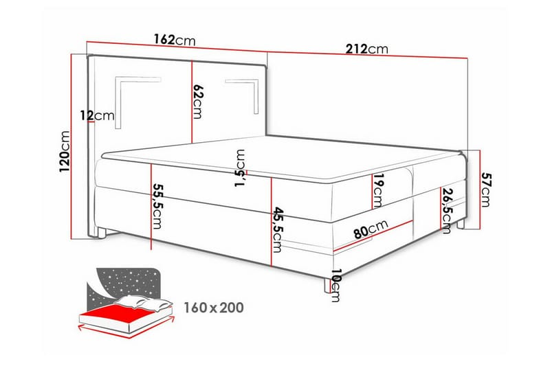 Sängram Boisdale 160x200 cm - Svart - Møbler - Senger - Sengeramme & sengestamme