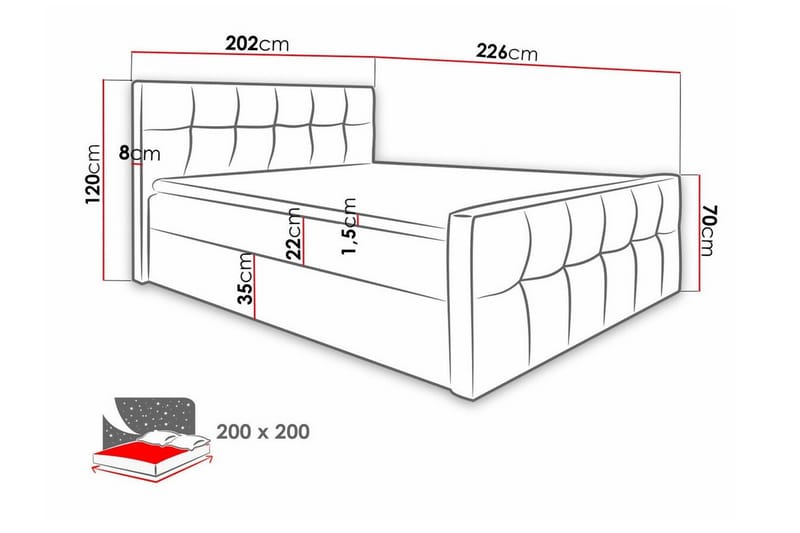 Sängram Boisdale 200x200 cm - Beige - Møbler - Senger - Sengeramme & sengestamme