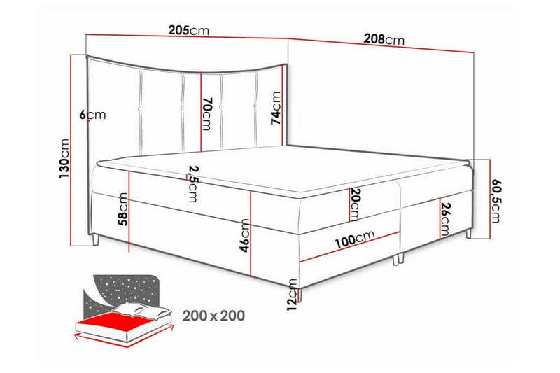 Sängram Boisdale 200x200 cm - Beige - Møbler - Senger - Sengeramme & sengestamme