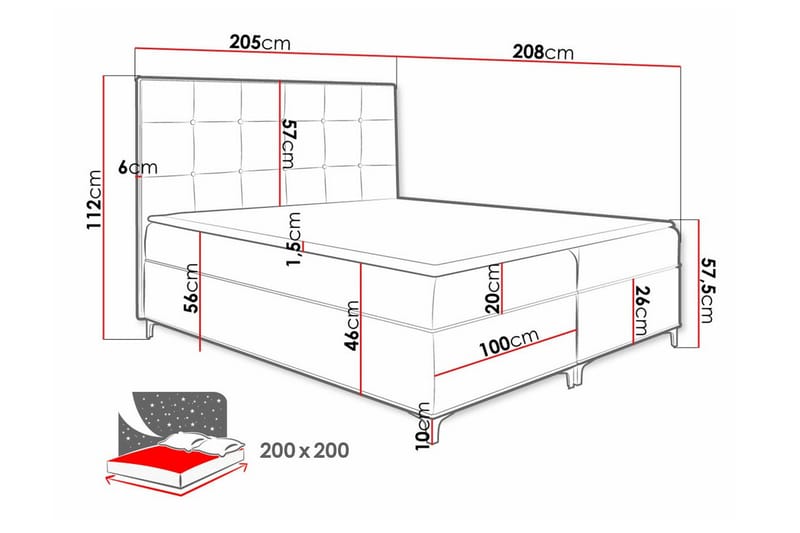 Sängram Boisdale 200x200 cm - Beige - Møbler - Senger - Sengeramme & sengestamme