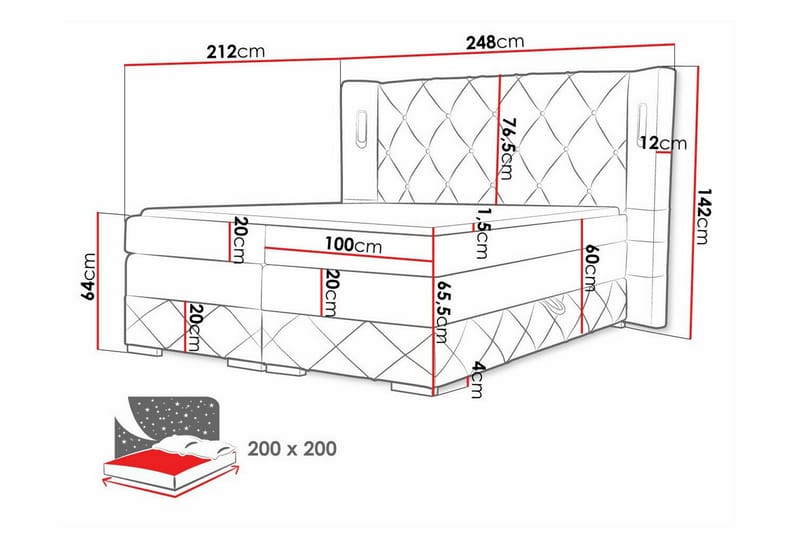 Sängram Boisdale 200x200 cm - Brun - Møbler - Senger - Sengeramme & sengestamme