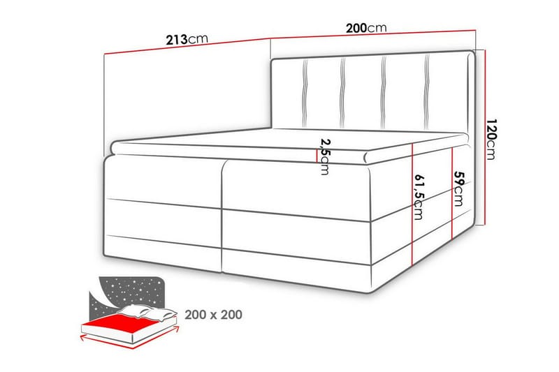 Sängram Boisdale 200x200 cm - Lysebrun/Svart - Møbler - Senger - Sengeramme & sengestamme