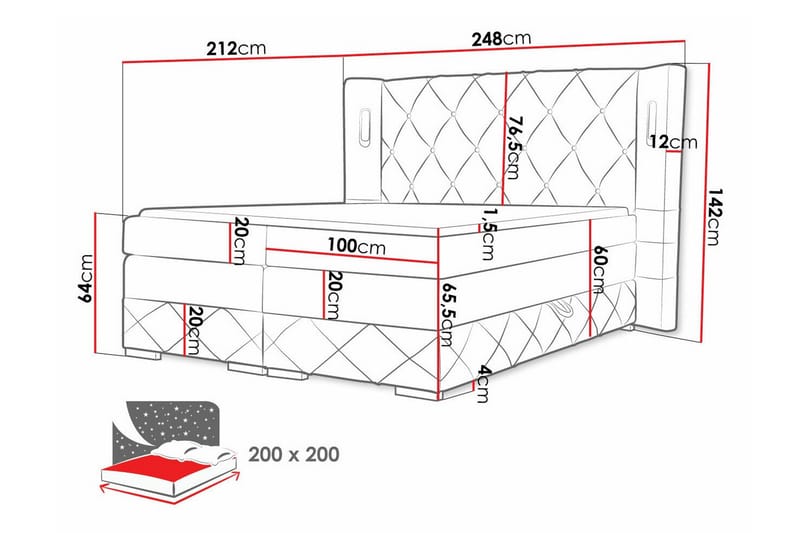 Sängram Boisdale 200x200 cm - Sennepsgul - Møbler - Senger - Sengeramme & sengestamme