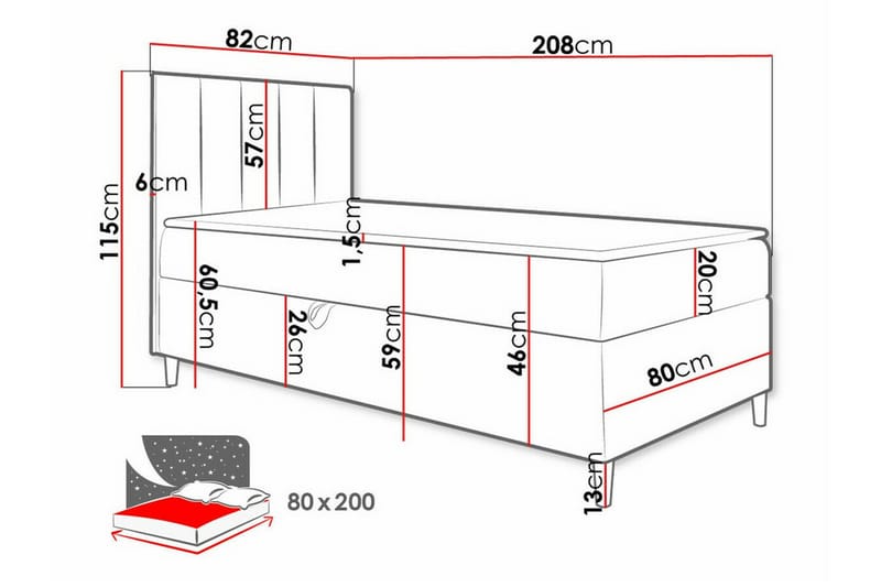 Sängram Boisdale 80x200 cm - Beige/Hvit - Møbler - Senger - Sengeramme & sengestamme