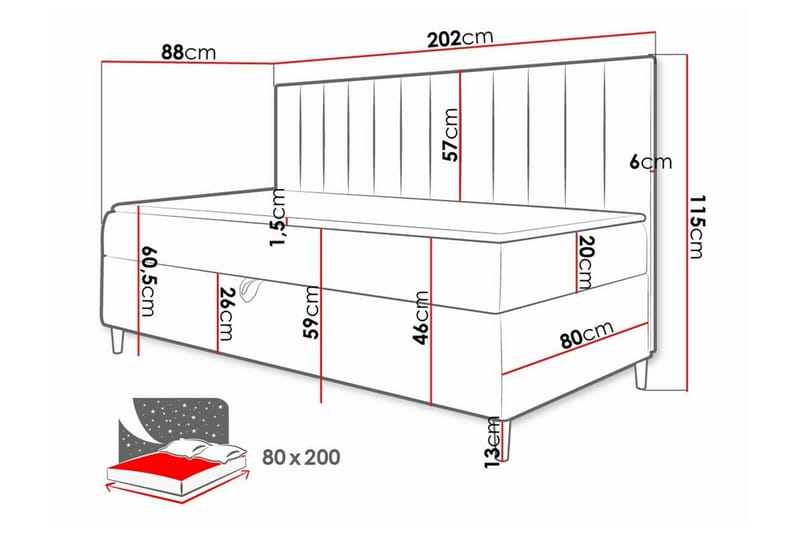 Sängram Boisdale 80x200 cm - Blå/Hvit - Møbler - Senger - Sengeramme & sengestamme