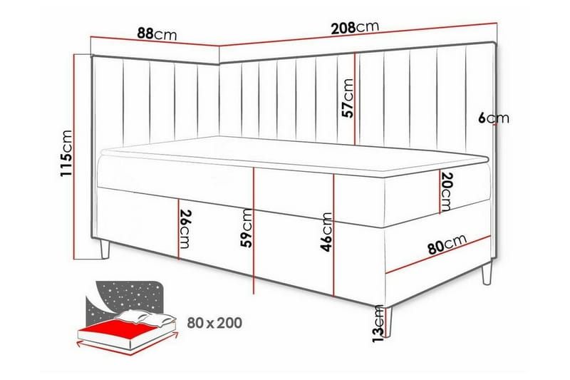 Sängram Boisdale 80x200 cm - Blå/Hvit - Møbler - Senger - Sengeramme & sengestamme