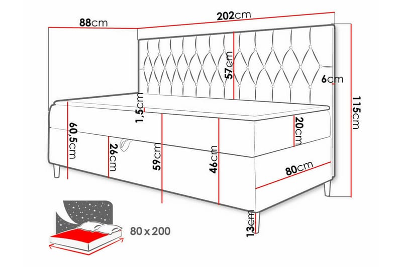 Sängram Boisdale 80x200 cm - Blå/Hvit - Møbler - Senger - Sengeramme & sengestamme