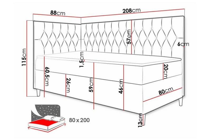 Sängram Boisdale 80x200 cm - Blå/Hvit - Møbler - Senger - Sengeramme & sengestamme