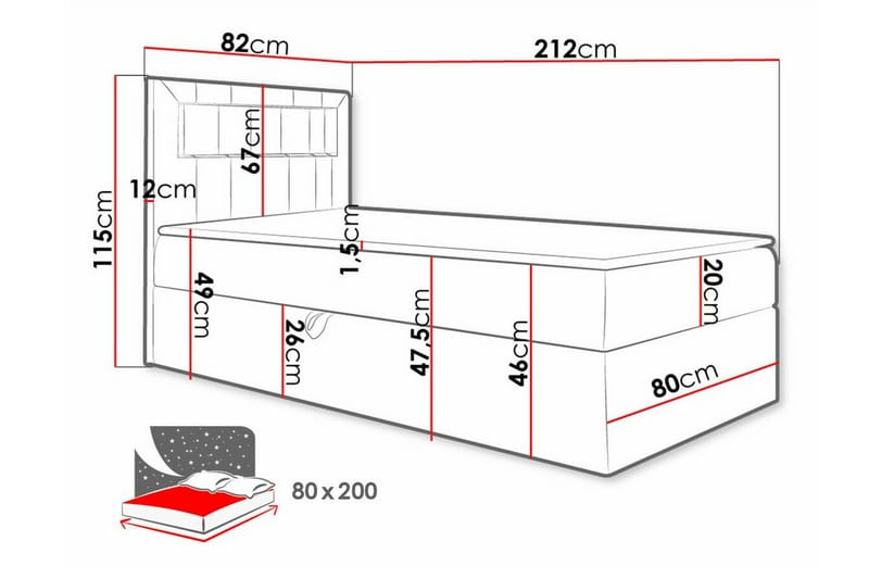 Sängram Boisdale 80x200 cm - Blå/Hvit - Møbler - Senger - Sengeramme & sengestamme