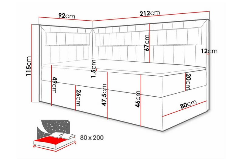 Sängram Boisdale 80x200 cm - Blå/Hvit - Møbler - Senger - Sengeramme & sengestamme