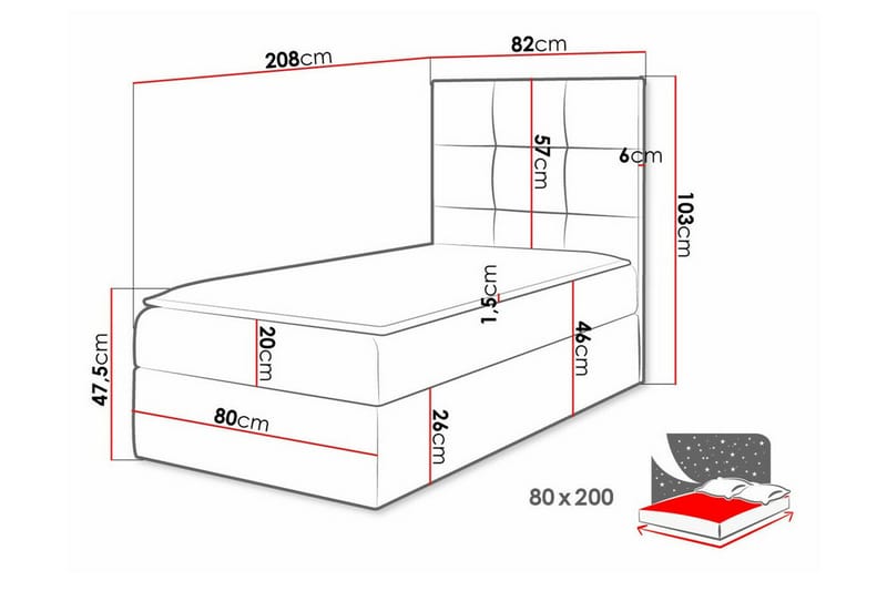 Sängram Boisdale 80x200 cm - Hvit - Møbler - Senger - Sengeramme & sengestamme