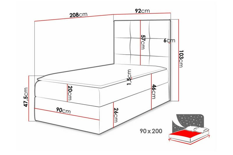 Sängram Boisdale 90x200 cm - Beige - Møbler - Senger - Sengeramme & sengestamme