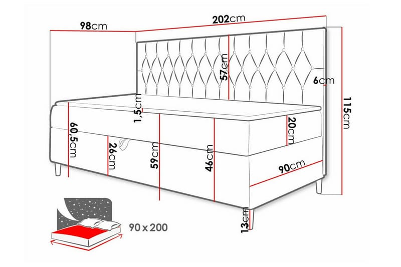 Sängram Boisdale 90x200 cm - Blå/Hvit - Møbler - Senger - Sengeramme & sengestamme