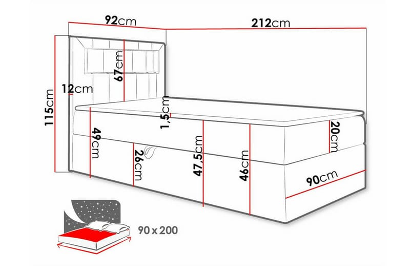 Sängram Boisdale 90x200 cm - Blå/Hvit - Møbler - Senger - Sengeramme & sengestamme