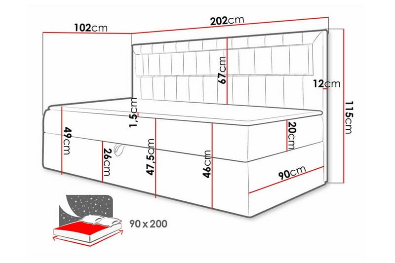 Sängram Boisdale 90x200 cm - Blå/Hvit - Møbler - Senger - Sengeramme & sengestamme