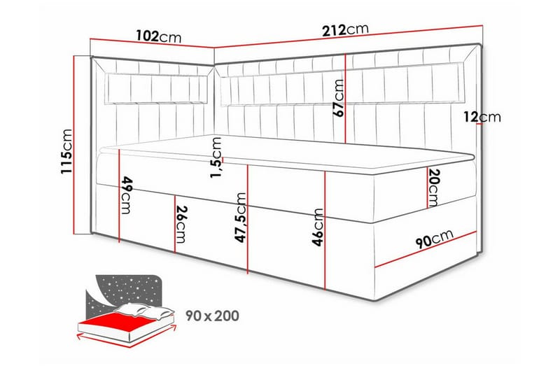 Sängram Boisdale 90x200 cm - Blå/Hvit - Møbler - Senger - Sengeramme & sengestamme