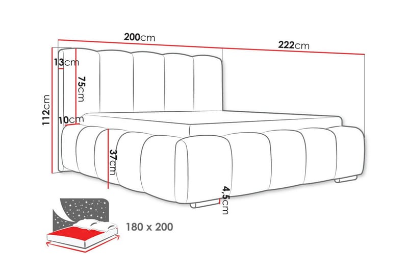 Sängram Cleaton 180x200 cm Med oppbevaring - Beige/Lys Beige - Møbler - Senger - Sengeramme & sengestamme