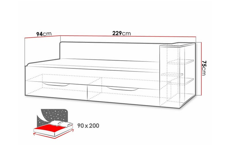 Sängram Edinbane 90x200 cm - Grå - Møbler - Senger - Sengeramme & sengestamme