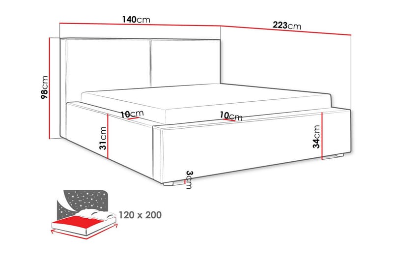 Sängram Knocklong 120x200 cm - Svart - Møbler - Senger - Sengeramme & sengestamme