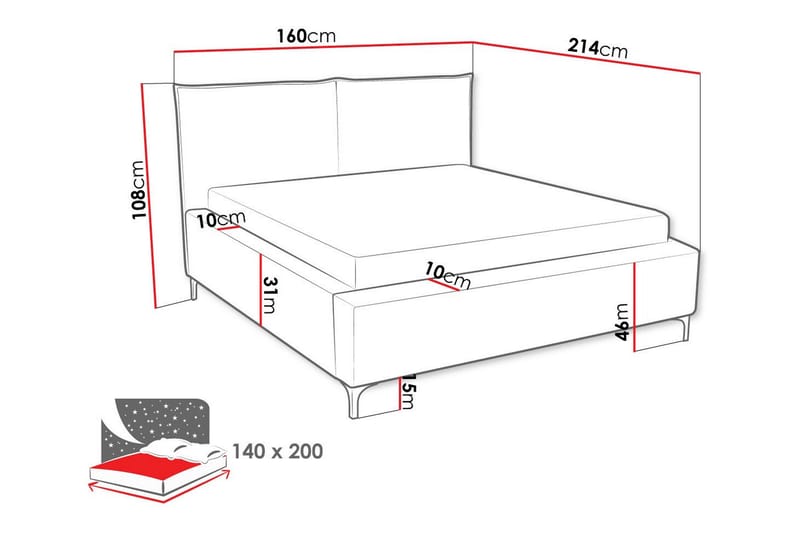 Sängram Knocklong 140x200 cm - Beige - M�øbler - Senger - Sengeramme & sengestamme