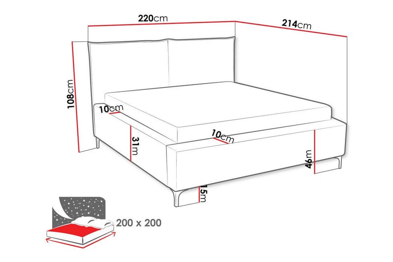 Sängram Knocklong 200x200 cm - Beige - Møbler - Senger - Sengeramme & sengestamme