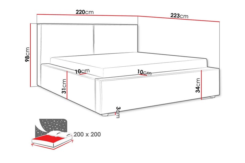 Sängram Knocklong 200x200 cm - Beige - Møbler - Senger - Sengeramme & sengestamme