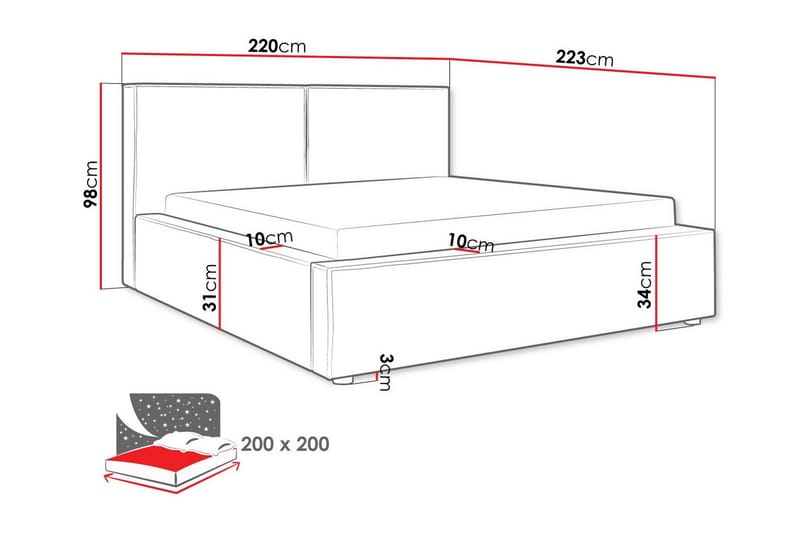 Sängram Knocklong 200x200 cm - Lysegrå - Møbler - Senger - Sengeramme & sengestamme