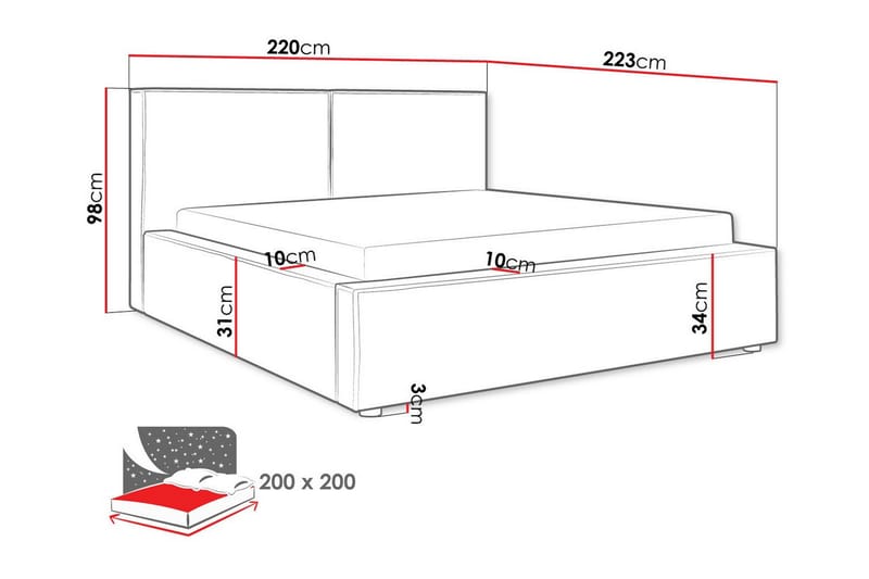 Sängram Knocklong 200x200 cm - Mørkegrå - Møbler - Senger - Sengeramme & sengestamme