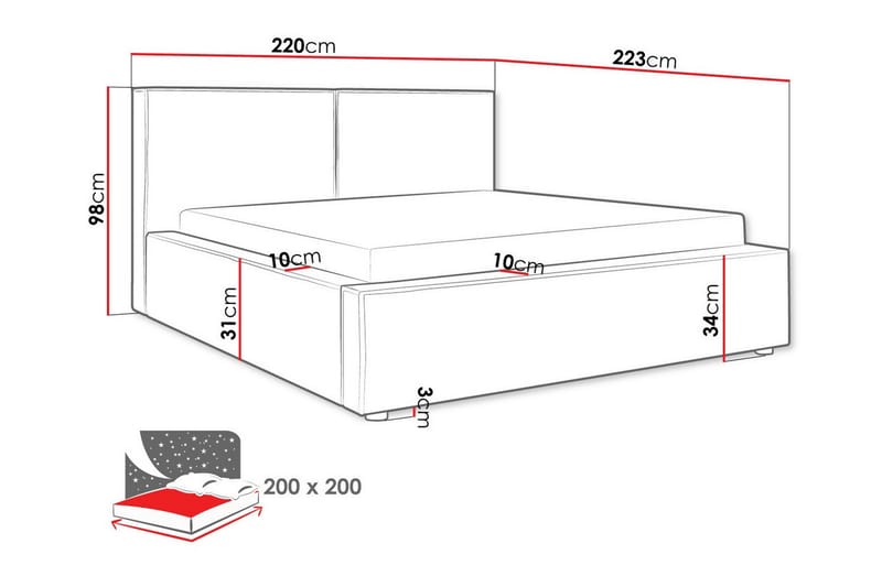 Sängram Knocklong 200x200 cm - Svart - Møbler - Senger - Sengeramme & sengestamme