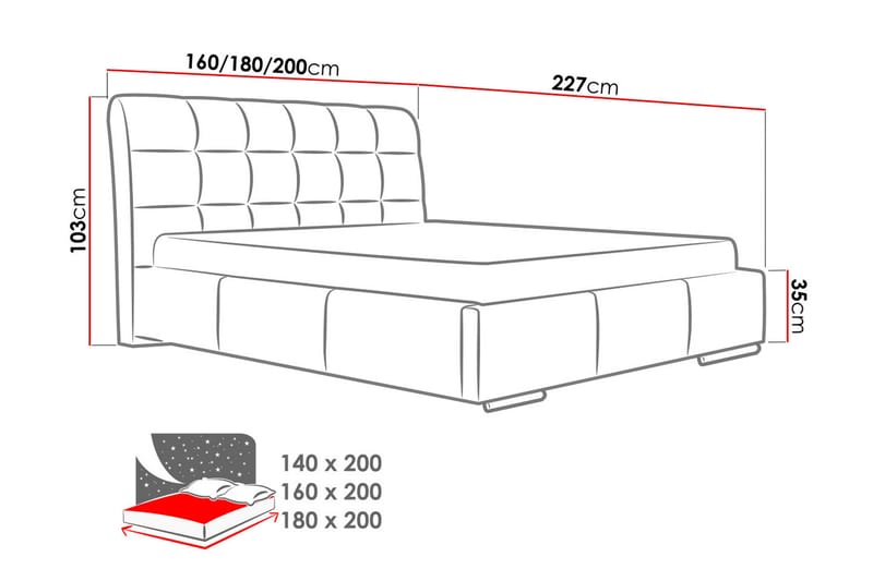 Seng Geita med oppbevaring 160x200 - Svart - Møbler - Senger - Sengeramme & sengestamme