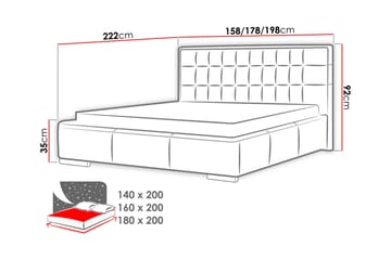 Seng Girton med Oppbevaring 140x200 - Grå - Møbler - Senger - Sengeramme & sengestamme