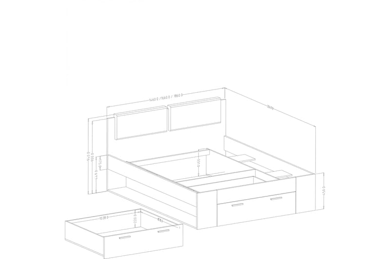 Sengeramme 160x200 cm - Askegrå | Hvit - Møbler - Senger - Sengeramme & sengestamme